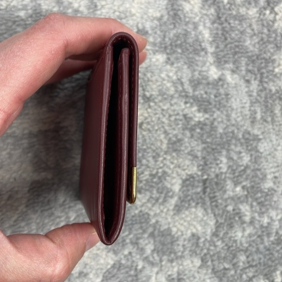 Cartier Burgundy Leather Mini Compact Wallet Pouch Must Line Square Coin Purse - Picture 5 of 17